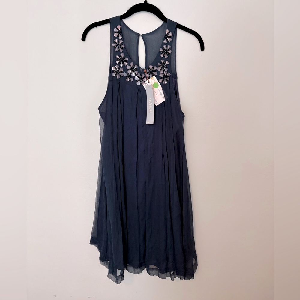 WHISH silk navy blue cocktail dress